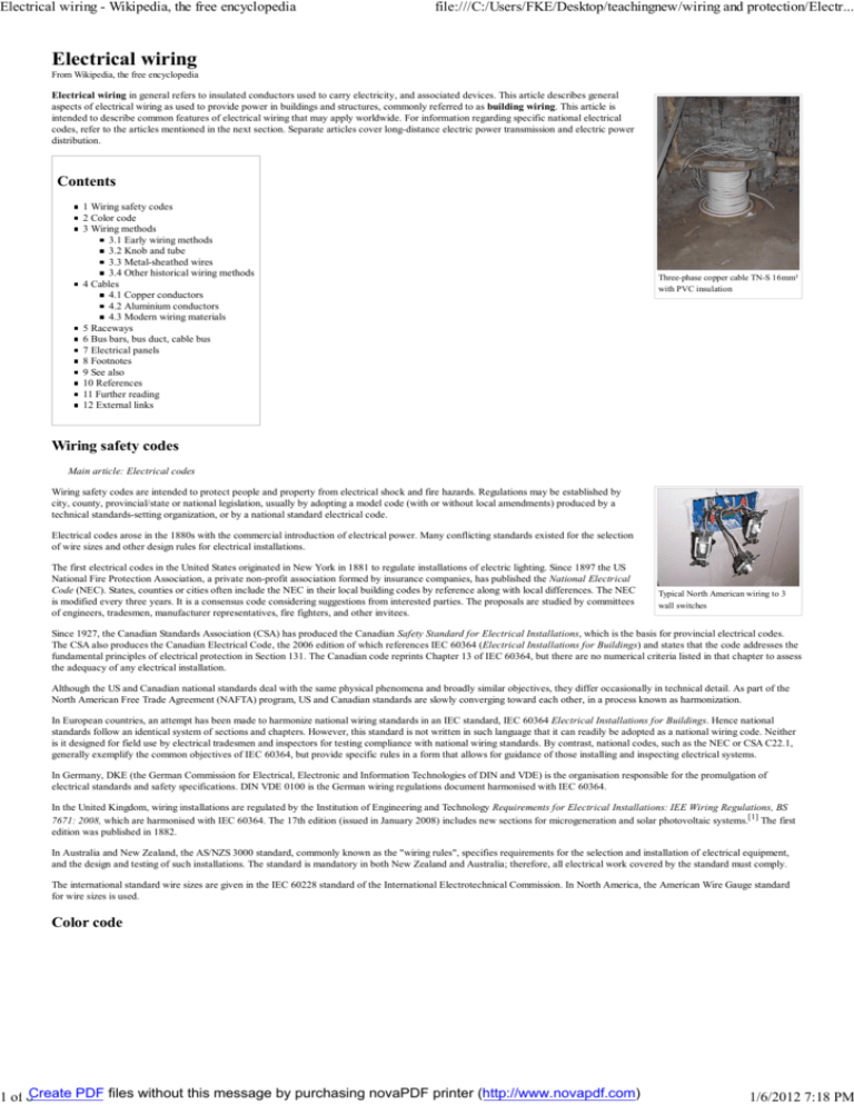 Electrical wiring - Wikipedia, the free encyclopedia