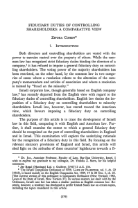 Fiduciary Duties of Controlling Shareholders: A Comparative View