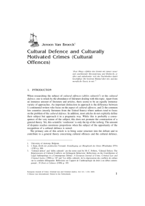 Cultural Defence and Culturally Motivated Crimes (Cultural Offences)