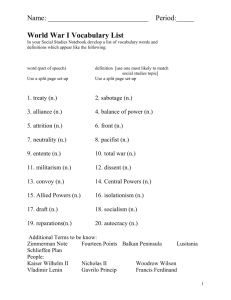 World War I Vocabulary List