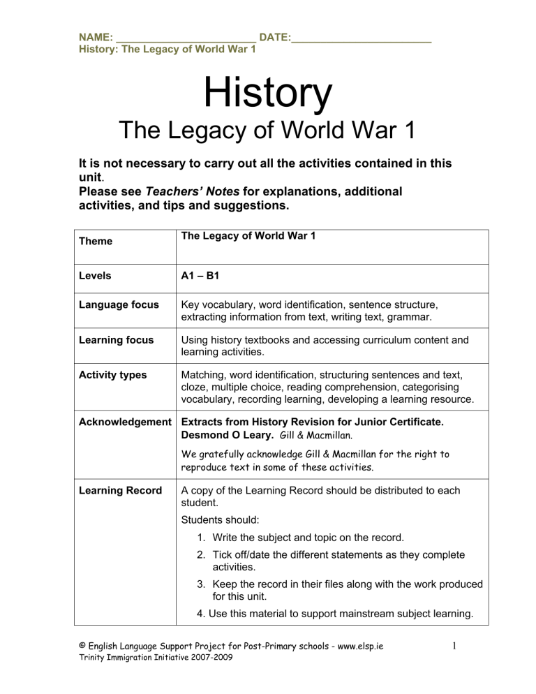 history-topic-the-legacy-of-world-war-1