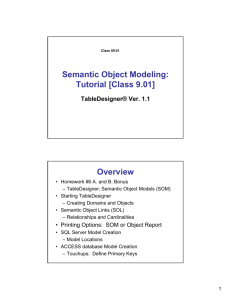 Semantic Object Modeling: Tutorial [Class 9.01] Overview