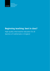 Beginning teaching: best in class?