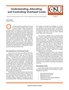 F-217, Understanding, Allocating, and Controlling Overhead Costs