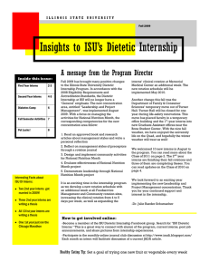 Insights to ISU's Dietetic Internship