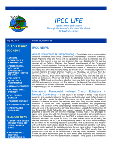 IPCC NEWS - International Pentecostal Church of Christ