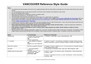 VANCOUVER Reference Style Guide