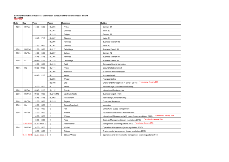 Exam Dates