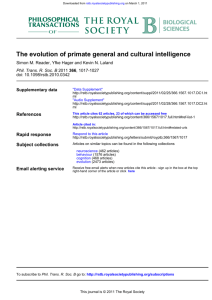 The evolution of primate general and cultural intelligence
