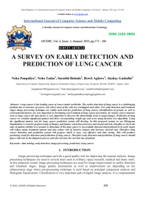 A SURVEY ON EARLY DETECTION AND PREDICTION OF LUNG