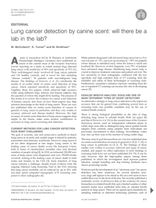 Lung cancer detection by canine scent