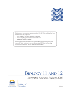biology 11 and 12 - Ministry of Education