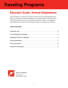 Educator Guide: Animal Adaptations
