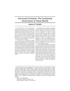 Anti-social Contracts: The Contractual Governance of Virtual Worlds