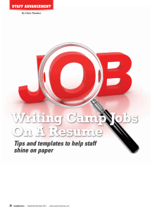 Writing Camp Jobs On A Resume