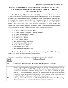 MINUTES OF 357th MEETING OF REGISTRATION COMMITTEE