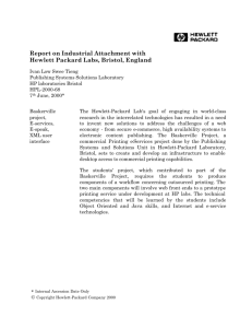 Report on Industrial Attachment with Hewlett Packard Labs, Bristol