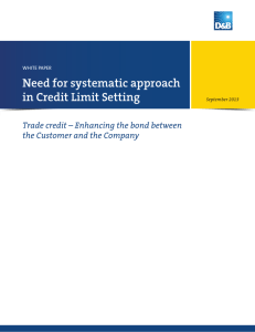 Need for systematic approach in Credit Limit Setting