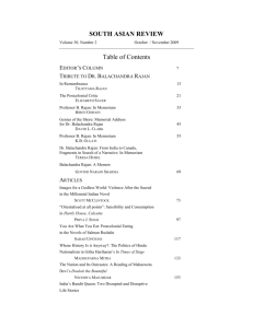 SOUTH ASIAN REVIEW Table of Contents