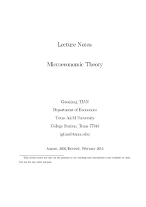 Lecture Notes1 Microeconomic Theory