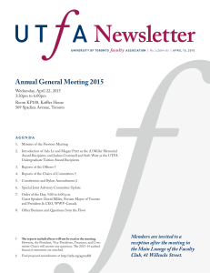 AGM Newsletter - University of Toronto Faculty Association