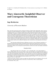 Mary Ainsworth: Insightful Observer and Courageous Theoretician