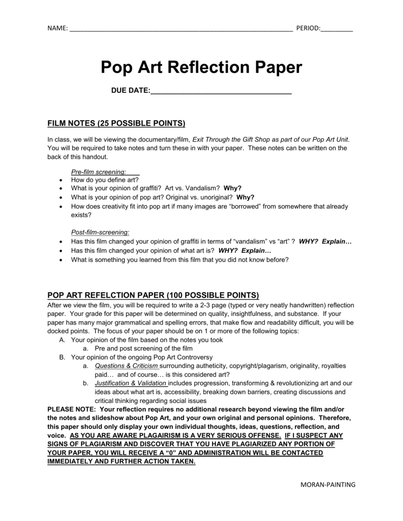 art reflection essay example