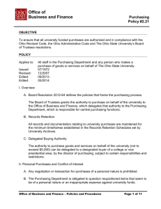 Purchasing, Policy #2.21 - Business and Finance