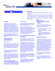 Joint Tenancy - Régie du logement