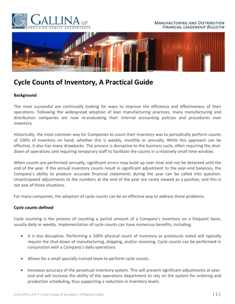 Cycle Counts of Inventory, A Practical Guide