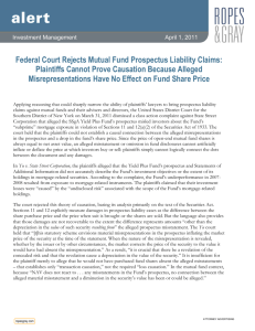 Federal Court Rejects Mutual Fund Prospectus
