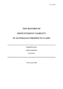 the reform of misstatement liability in australia's prospectus laws