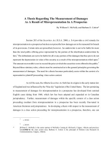 A Thesis Regarding The Measurement of Damages