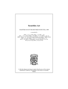 Securities Act - The Nova Scotia Legislature