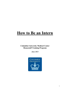 How to Be an Intern - Department of Medicine