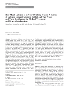 How Much Calcium Is in Your Drinking Water? A Survey of Calcium