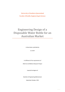 Engineering Design of a Disposable Water Bottle for an Australian