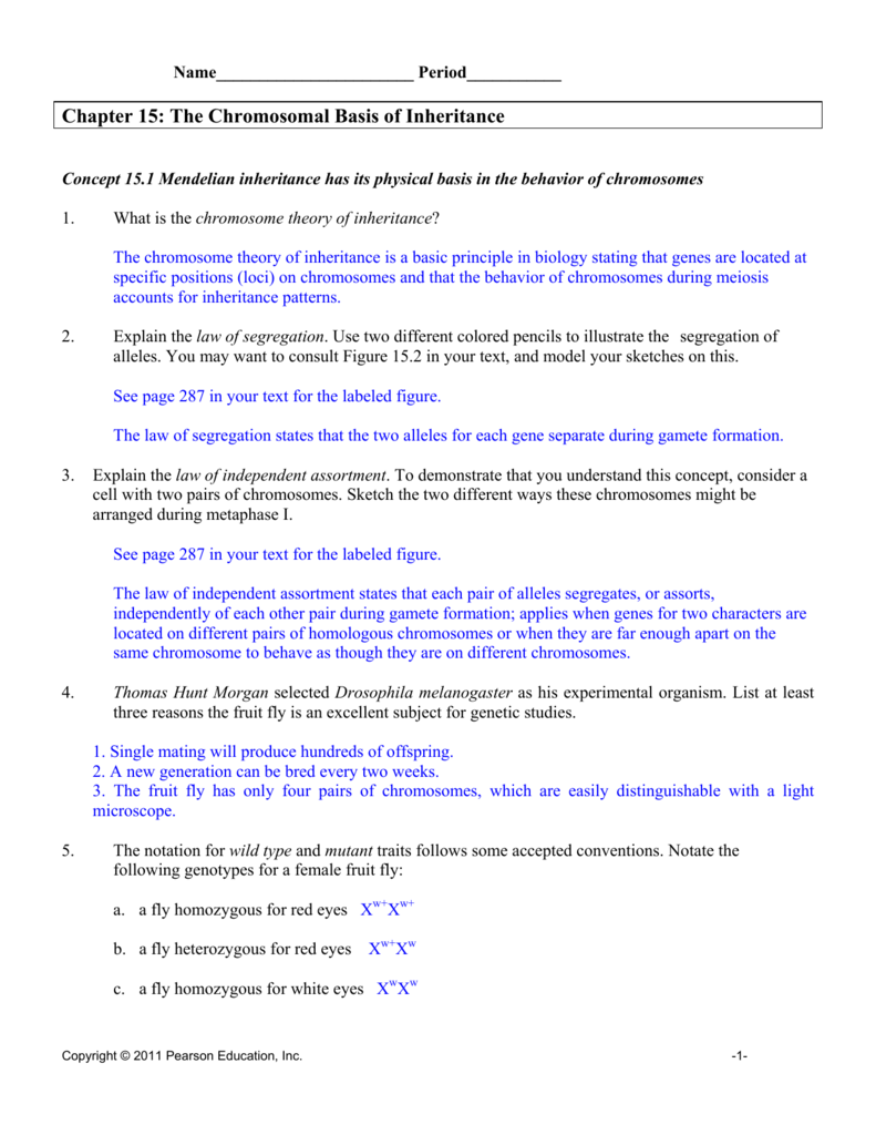 Chapter 15 The Chromosomal Basis Of Inheritance Ap