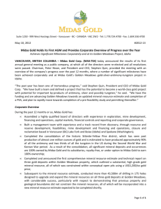 Midas Gold Holds its First AGM and Provides Corporate