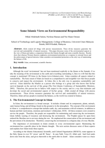 Some Islamic Views on Environmental Responsibility