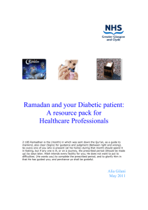 Ramadan and your Diabetic patient: A resource pack for Healthcare