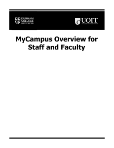 MyCampus Overview for Staff and Faculty