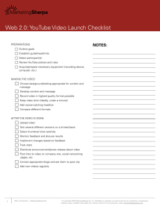 Web 2.0: YouTube Video Launch Checklist