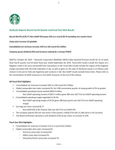 Starbucks Reports Record Fourth Quarter and Fiscal Year 2014