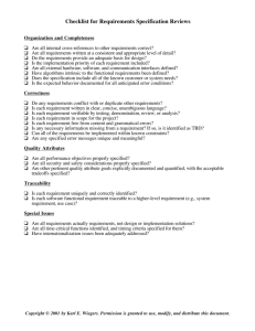 Checklist for Requirements Specification Reviews