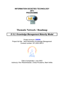 Knowledge Management Maturity Model of the VISION Project