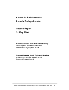 Annual Report for 2004 - Imperial College Centre for Bioinformatics