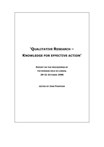 qualitative research – knowledge for effective action