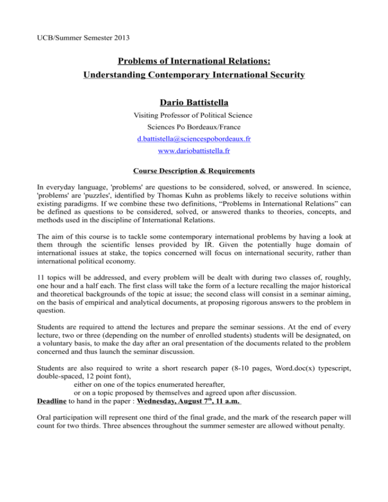 Problems Of International Relations Understanding Contemporary