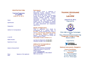 Training program on Labview between 7th. to 10th. June 2011